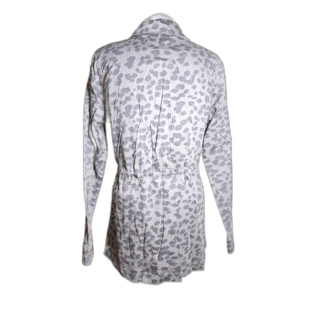 Knox Rose Gray Cheetah Print Drawstring Utility Jacket Size M - Picture 4 of 12
